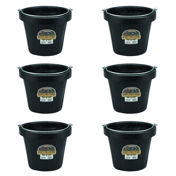 Little Giant 12 qt Flexible All-Purpose Rubber Bucket w/ Steel Handle (6 Pack)