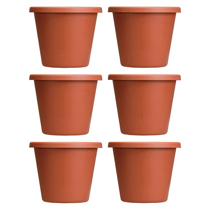 HC Companies LIA24000E35 24-Inch Indoor Plastic Round Classic Pot, Clay (6 Pack)