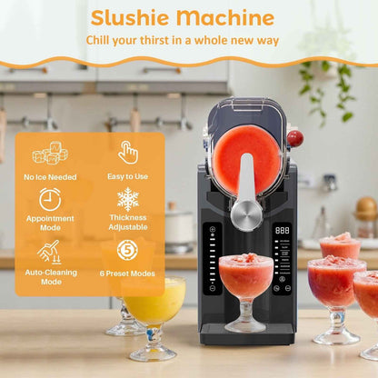 Slushie Machine, Sand Ice Maker, Frozen Drink Maker with 6 Preset Modes | No Ice Needed | Self-Cleaning Slush Machine for Home or Commercial Use | Perfect for Smoothies, Margaritas, Dark Blue