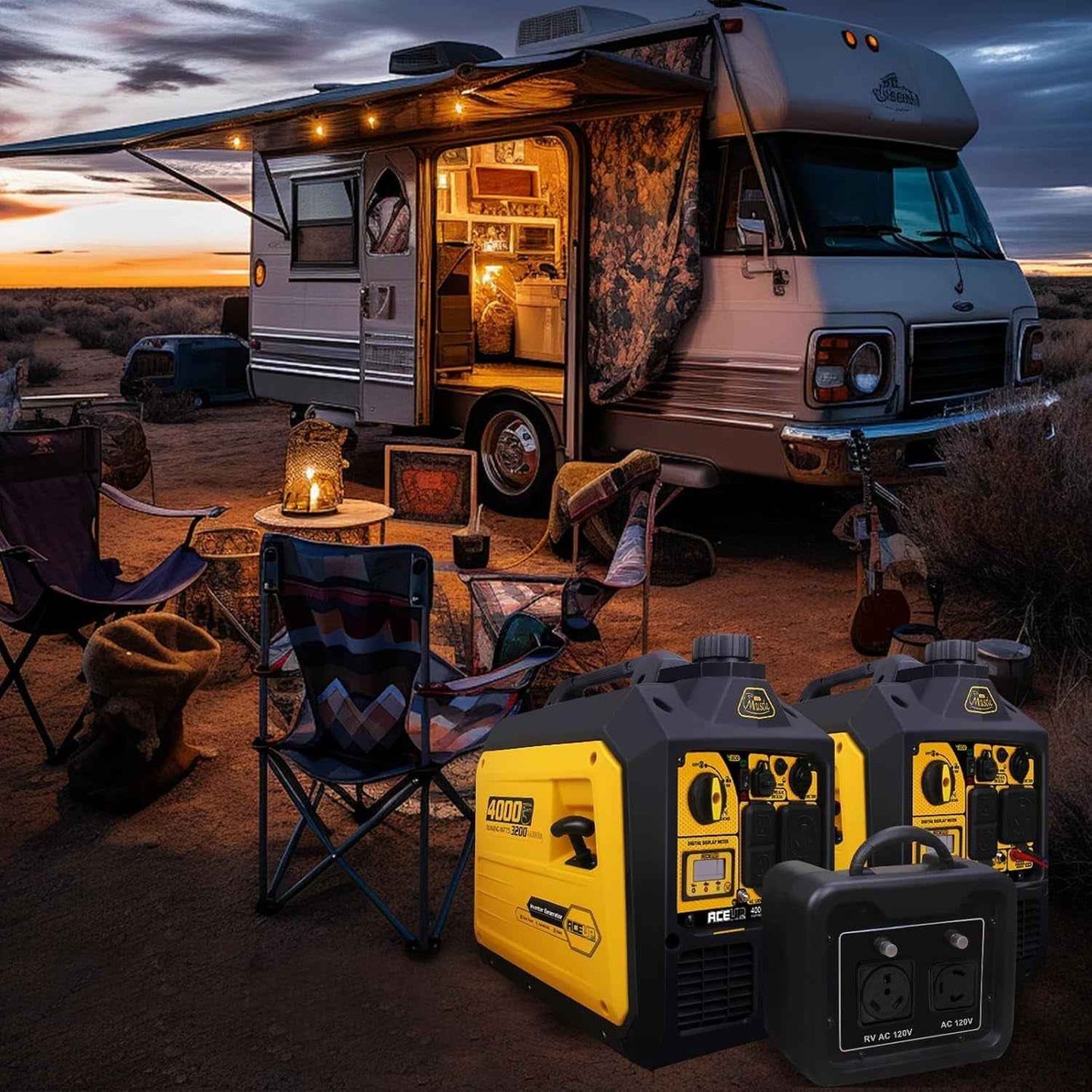 Aceup Energy 4000 Watt Portable Inverter Generator, Gas Powered Generator Quiet for Home, 3500W RV-Ready, EPA Compliant