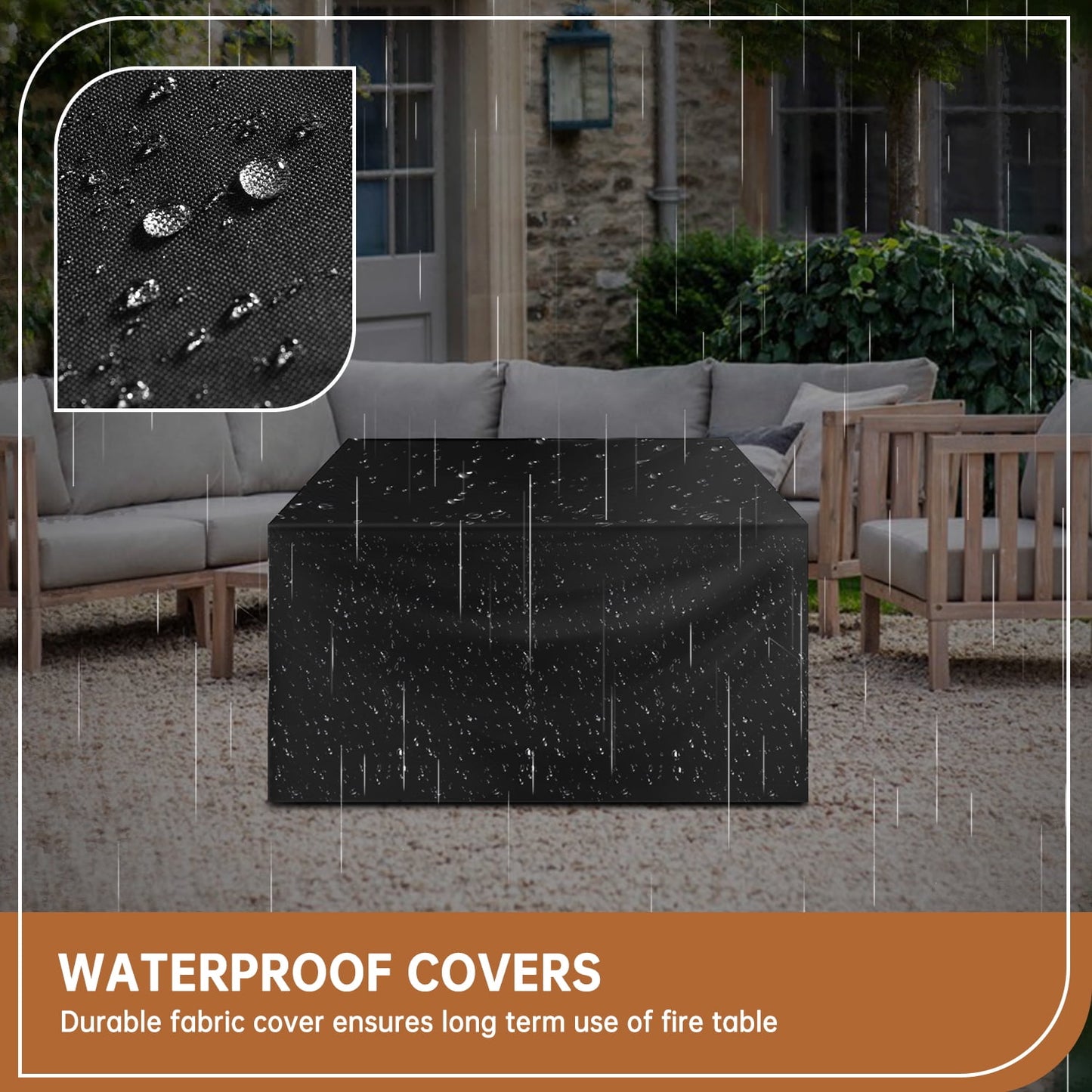 JolyDale 40" Propane Fire Pit Table, 50,000 BTU Auto Ignition Steel Gas Fire Pit with Removable Lid & Waterproof Cover for Patio, Backyard, Black