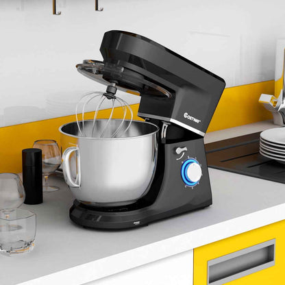 Costway Tilt-Head Stand Mixer 7.5 Qt 6 Speed 660W with Dough Hook, Whisk & Beater Black