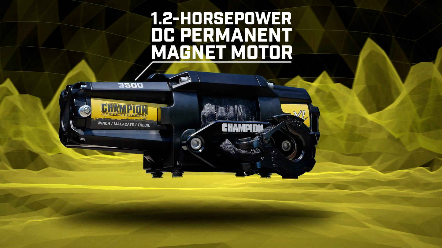 Champion Power Equipment XL 3500-lb. ATV/UTV Synthetic Rope Winch Kit