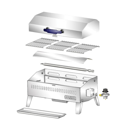 Magma A10-703 Marine Kettle Cabo Gas Grill | Portable Stainless Steel Boat BBQ | Propane Grill for Small Boats & RVs