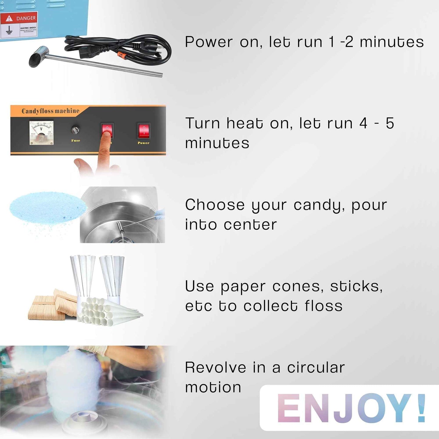 VIVO Blue Electric Commercial Cotton Candy Machine / Floss Maker (CANDY-V001B)