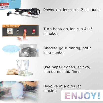 VIVO Blue Electric Commercial Cotton Candy Machine / Floss Maker (CANDY-V001B)