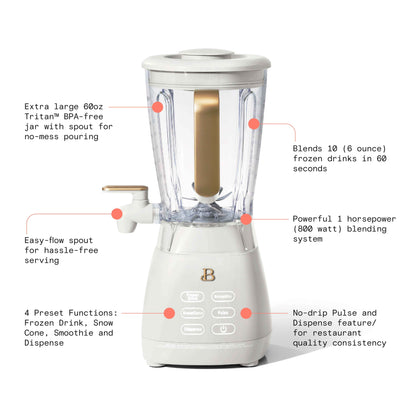 Beautiful Slush Crush 60 oz 4-Speed Frozen Drink Maker, White Icing by Drew Barrymore