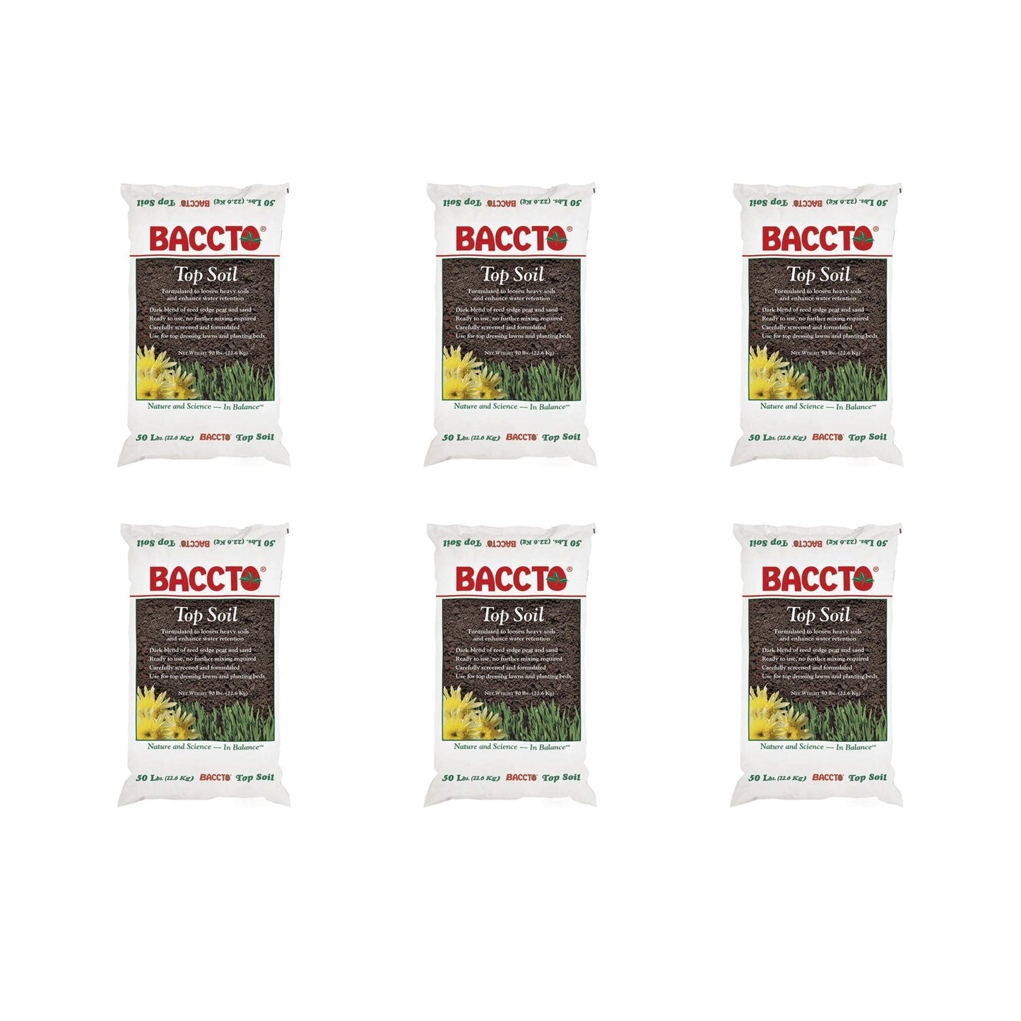 Michigan Peat Baccto Topsoil with Reed Sedge, Peat and Sand 50lbs (6 Pack)