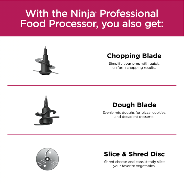 Ninja Professional Food Processor, 850 Watts, 9-Cup Capacity, Auto-iQ Preset Programs, BN600