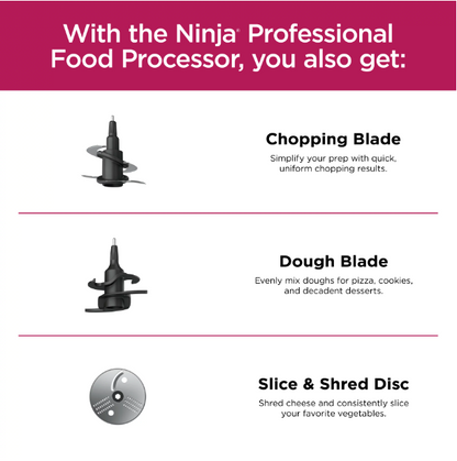 Ninja Professional Food Processor, 850 Watts, 9-Cup Capacity, Auto-iQ Preset Programs, BN600