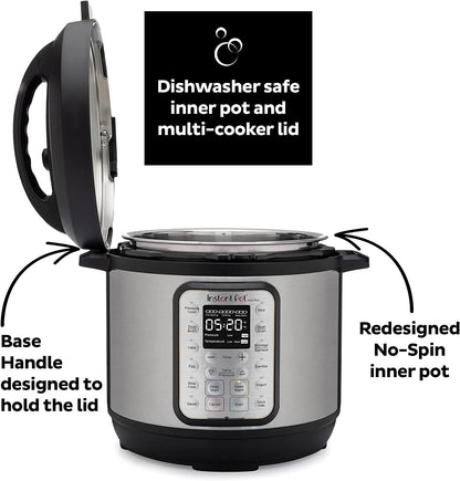 Instant Pot Duo 7-in-1 Electric Pressure Cooker, Slow Cooker, Rice Cooker, Steamer, Sauté, Yogurt Maker, Warmer & Sterilizer, Includes App With Over 800 Recipes, Stainless Steel, 6 Quart