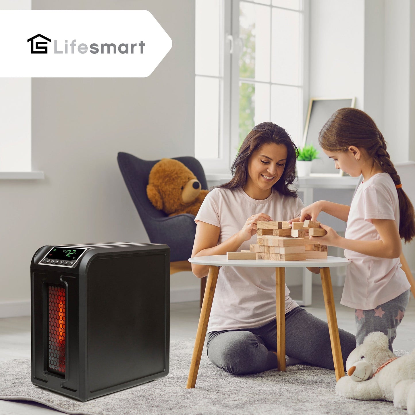 LifeSmart 3 Element 1500W Quartz Infrared Electric Portable Room Space Heater