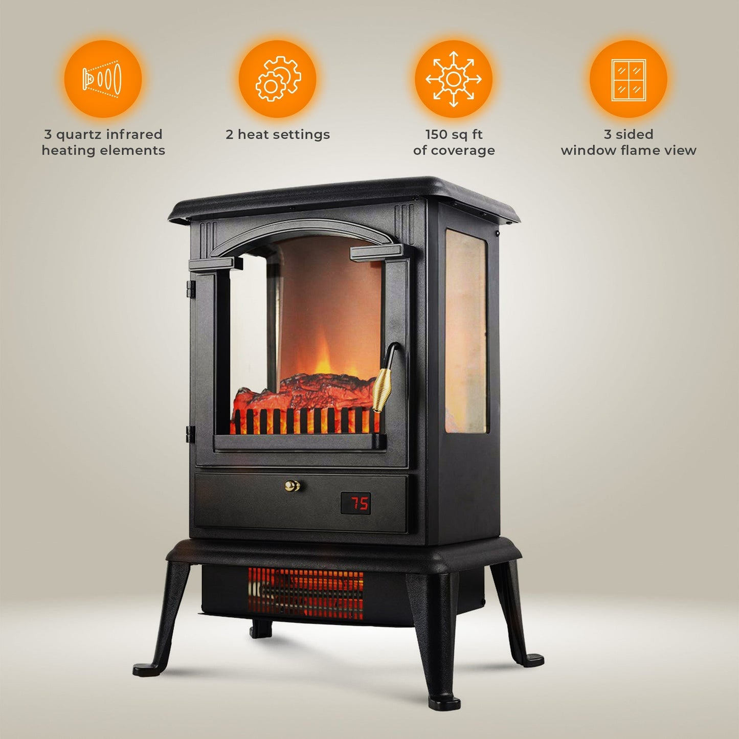 LifeSmart LifePro Electric Stove Heater, 1500W Infrared Quartz Heater w/ Remote