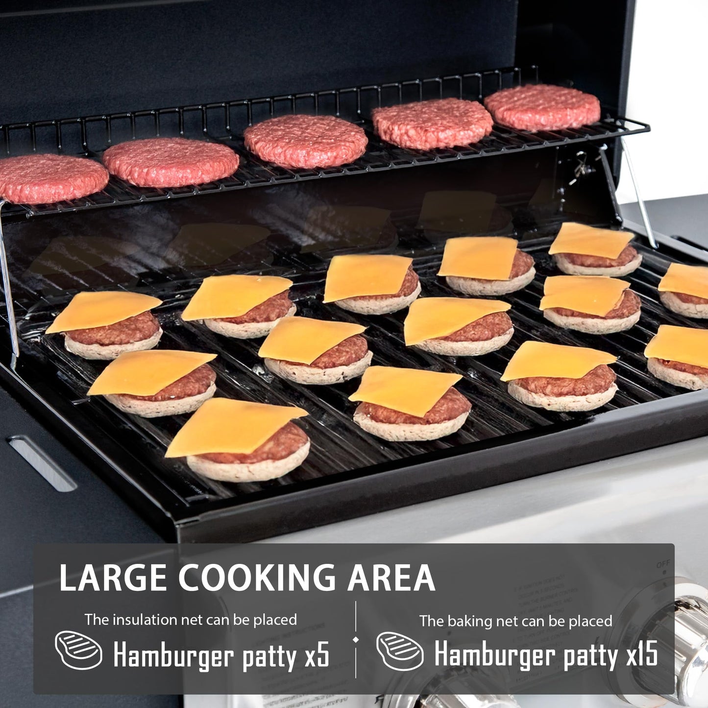 MASTER COOK 3 Burner BBQ Propane Grill, 30,000 BTU Patio Garden Barbecue Gas Grill with Two Foldable Shelves