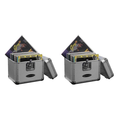 Odyssey KROM Transport Case for 70, 12 Inch Vinyl Records, Silver (2 Pack)