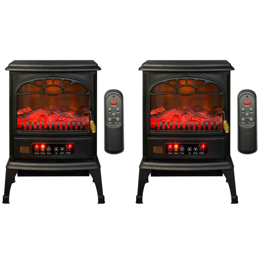 LifeSmart 1500W Large Room 3-Sided Mobile Electric Infrared Stove Heaters (Pair)