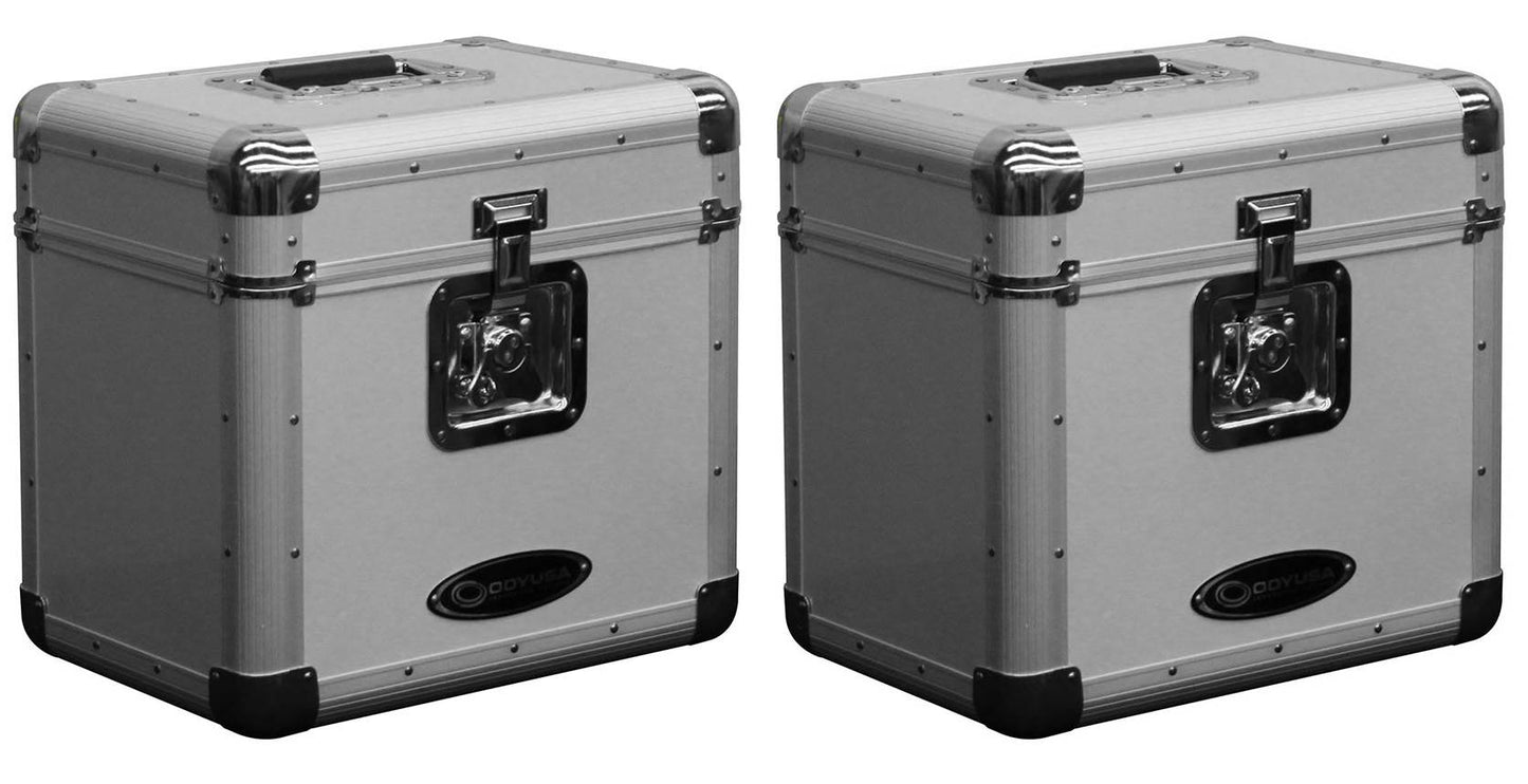 Odyssey KROM Stacking Transport Case for 70, 12 Inch Vinyl LPs, Silver (2 Pack)