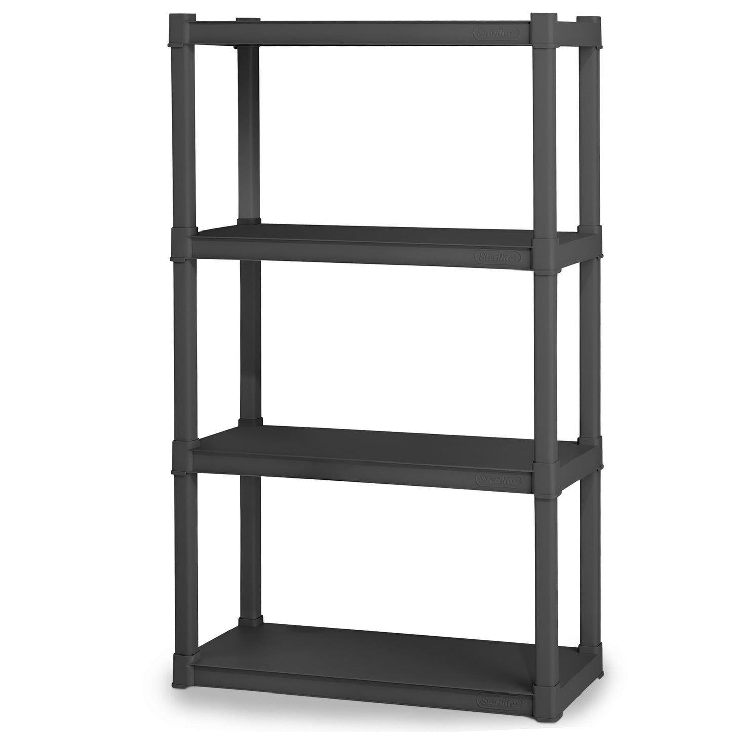 Sterilite 4 Shelf Unit Heavy Duty & Easy to Assemble Plastic Storage Unit, Gray