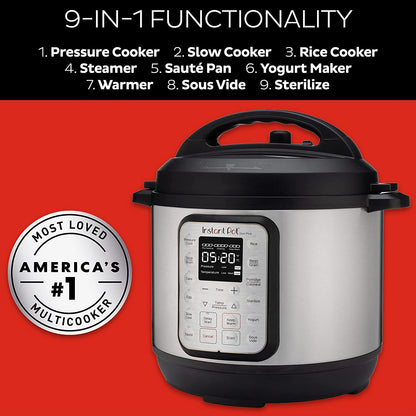 Instant Pot Duo 7-in-1 Electric Pressure Cooker, Slow Cooker, Rice Cooker, Steamer, Sauté, Yogurt Maker, Warmer & Sterilizer, Includes App With Over 800 Recipes, Stainless Steel, 6 Quart