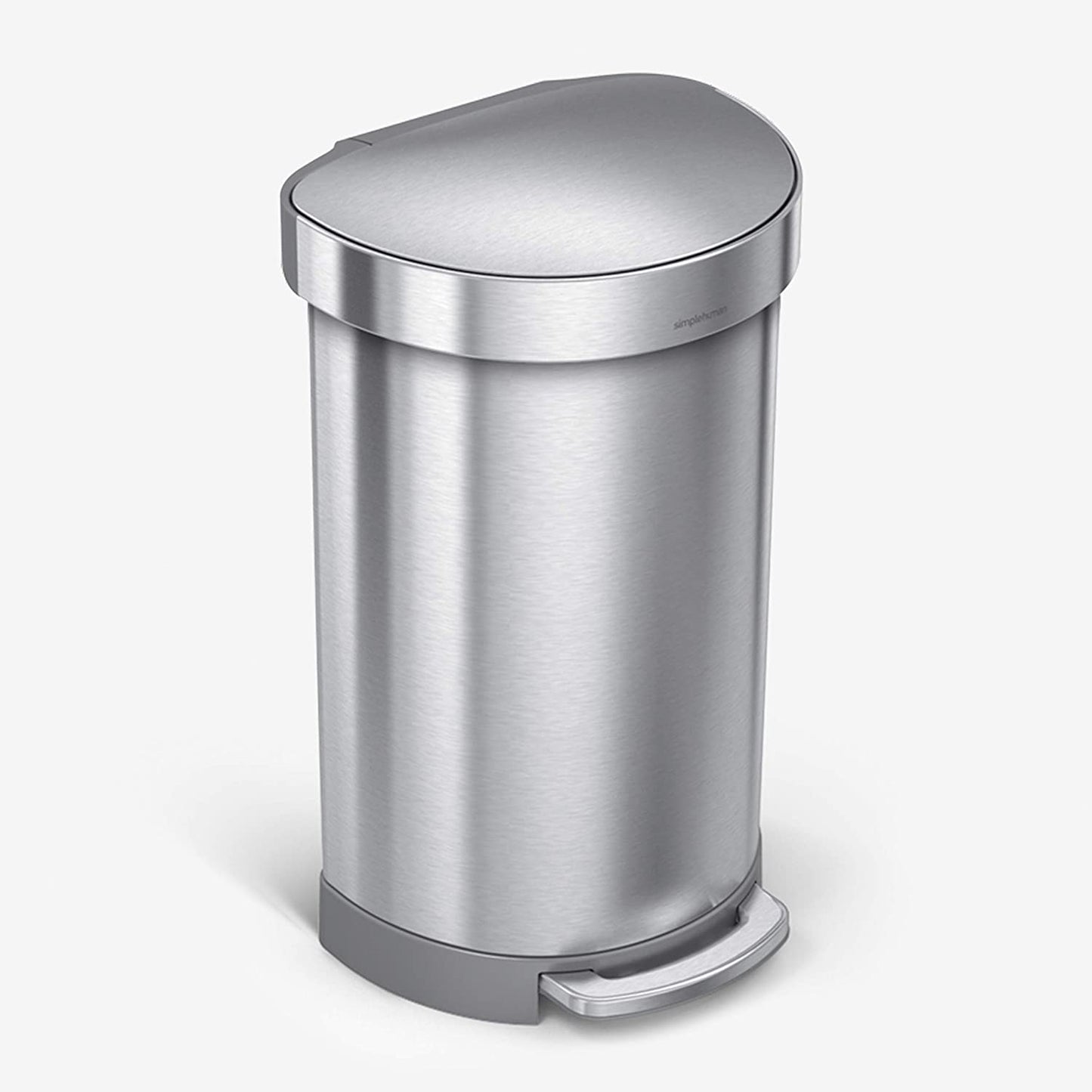 simplehuman CW2030 45-Liter Fingerprint-Proof Brushed Stainless Steel Semi-Round Step-On Trash Can