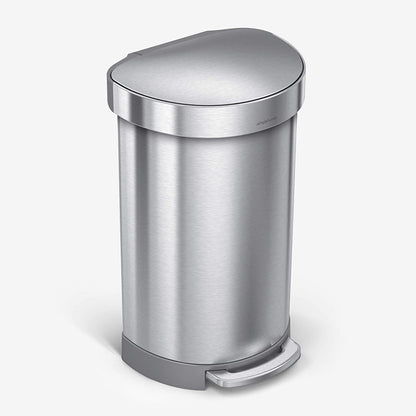 simplehuman CW2030 45-Liter Fingerprint-Proof Brushed Stainless Steel Semi-Round Step-On Trash Can