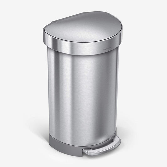 simplehuman CW2030 45-Liter Fingerprint-Proof Brushed Stainless Steel Semi-Round Step-On Trash Can