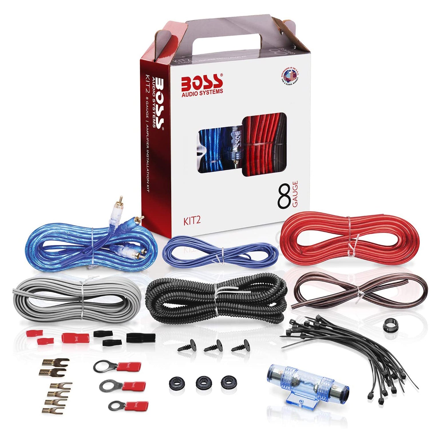 MTX AUDIO 8 Inch 240W Car Subwoofer Amplified Tube Box w/ BOSS Audio Wiring Kit - Find Fresh Goods