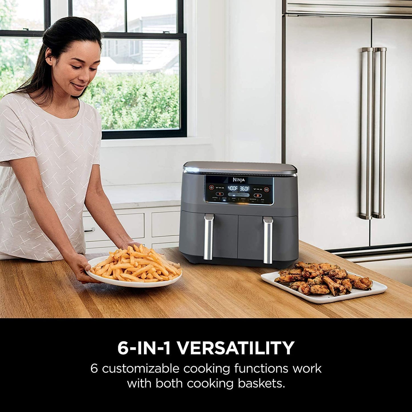 Ninja DZ100 Foodi 4-in-1 8-qt. 2-Basket Air Fryer with DualZone Technology