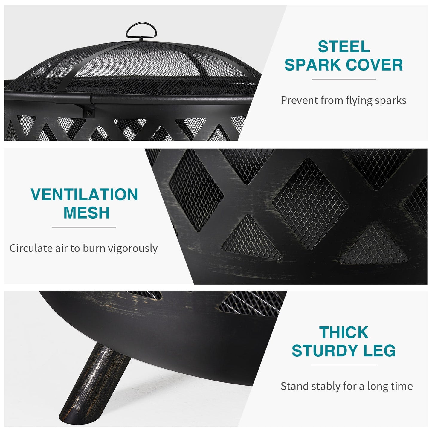 JolyDale 30 inch Outdoor Fire Pit with Cooking 2 in 1 Grate Wood Burning Firepit Steel Firepit Bowl with Swivel BBQ Grill, Poker for Backyard, Garden