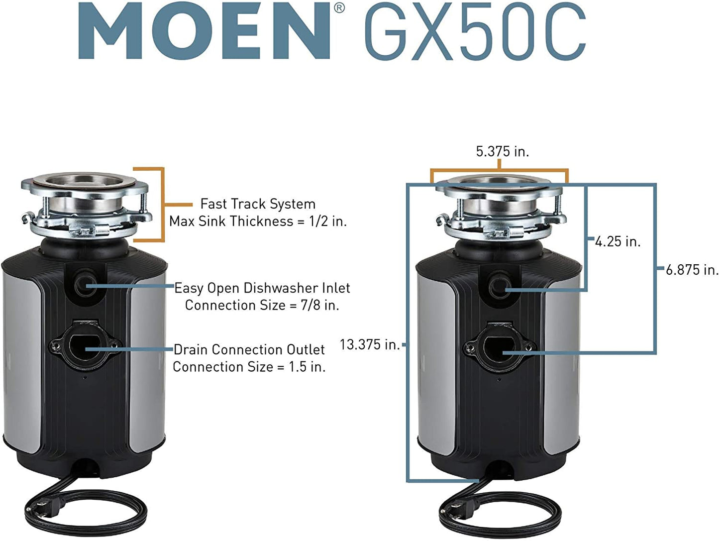 GX50C Prep Series 1/2 HP Continuous Feed Garbage Disposal