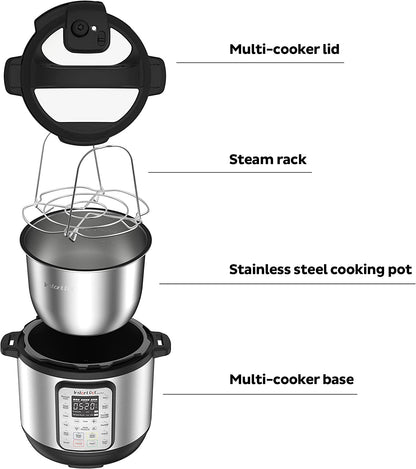 Instant Pot Duo 7-in-1 Electric Pressure Cooker, Slow Cooker, Rice Cooker, Steamer, Sauté, Yogurt Maker, Warmer & Sterilizer, Includes App With Over 800 Recipes, Stainless Steel, 6 Quart