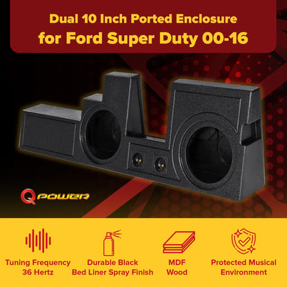 Q Power Dual 10" Ported Enclosure for Ford Super Duty 00-16 | QBFORD09F350210 - Find Fresh Goods