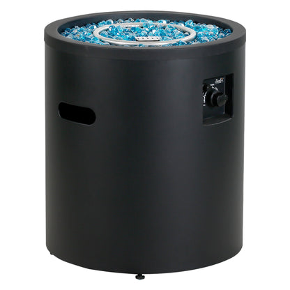 BALI OUTDOORS 23" Gas Fire Pit Propane Fire Column, 50,000BTU Round Propane Fire Pit Table with Glass Stones