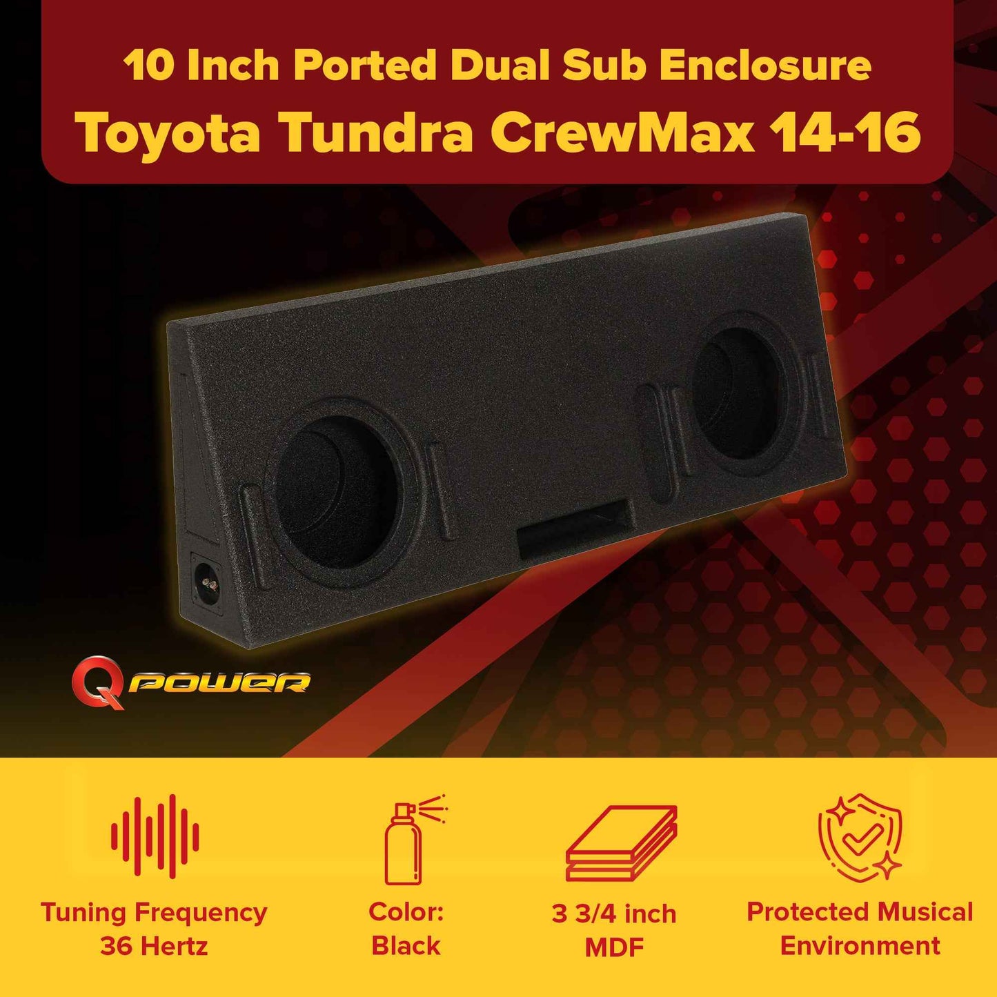 QPower Dual 10" Ported Sub Enclosure for Toyota Tundra Crew Max | QBTUNDRA14210