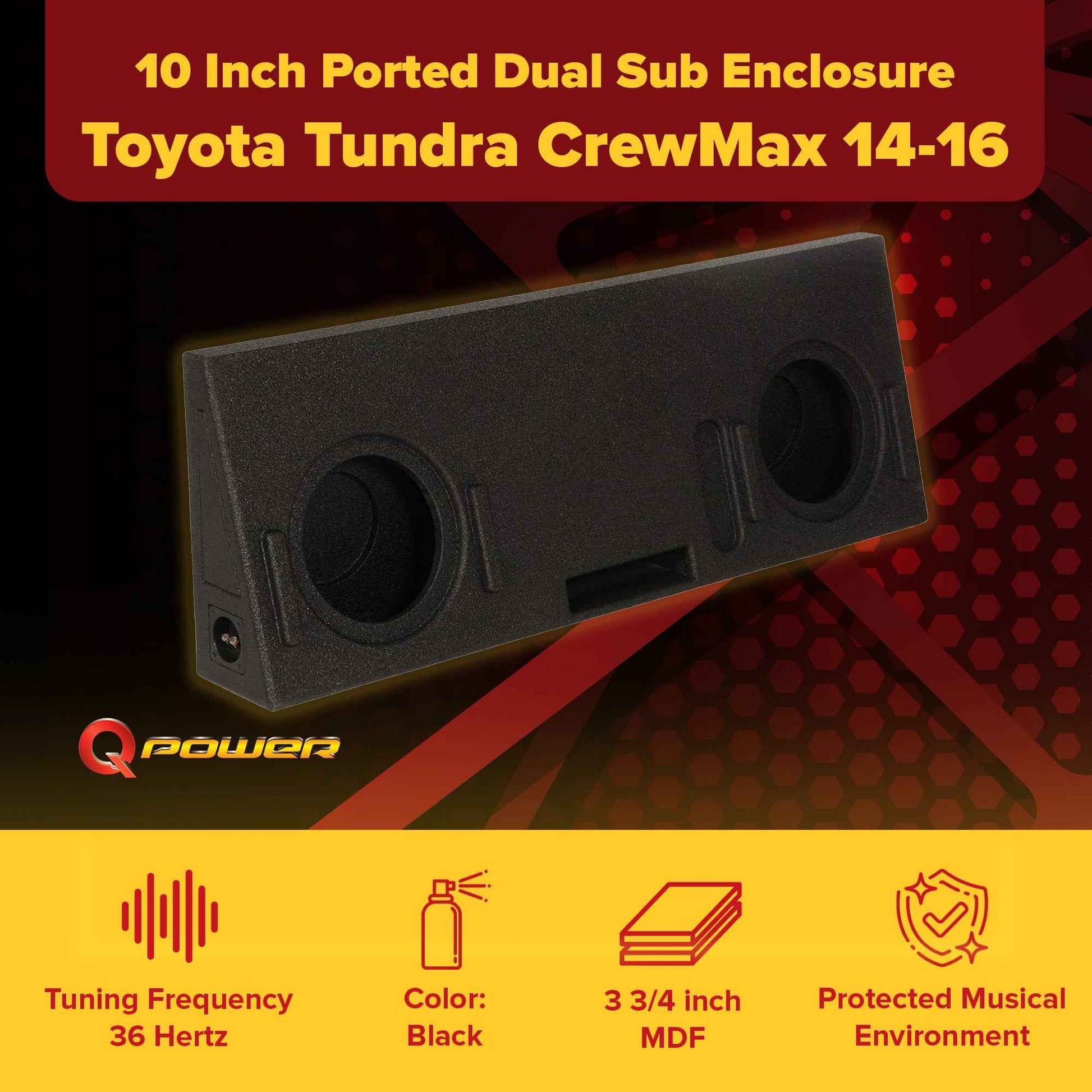 QPower Dual 10" Ported Sub Enclosure for Toyota Tundra Crew Max | QBTUNDRA14210