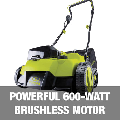 Sun Joe 14" Cordless Brushless Dethatcher + Scarifier, 5 Positions, 2 x 4.0-Ah Batteries & Charger