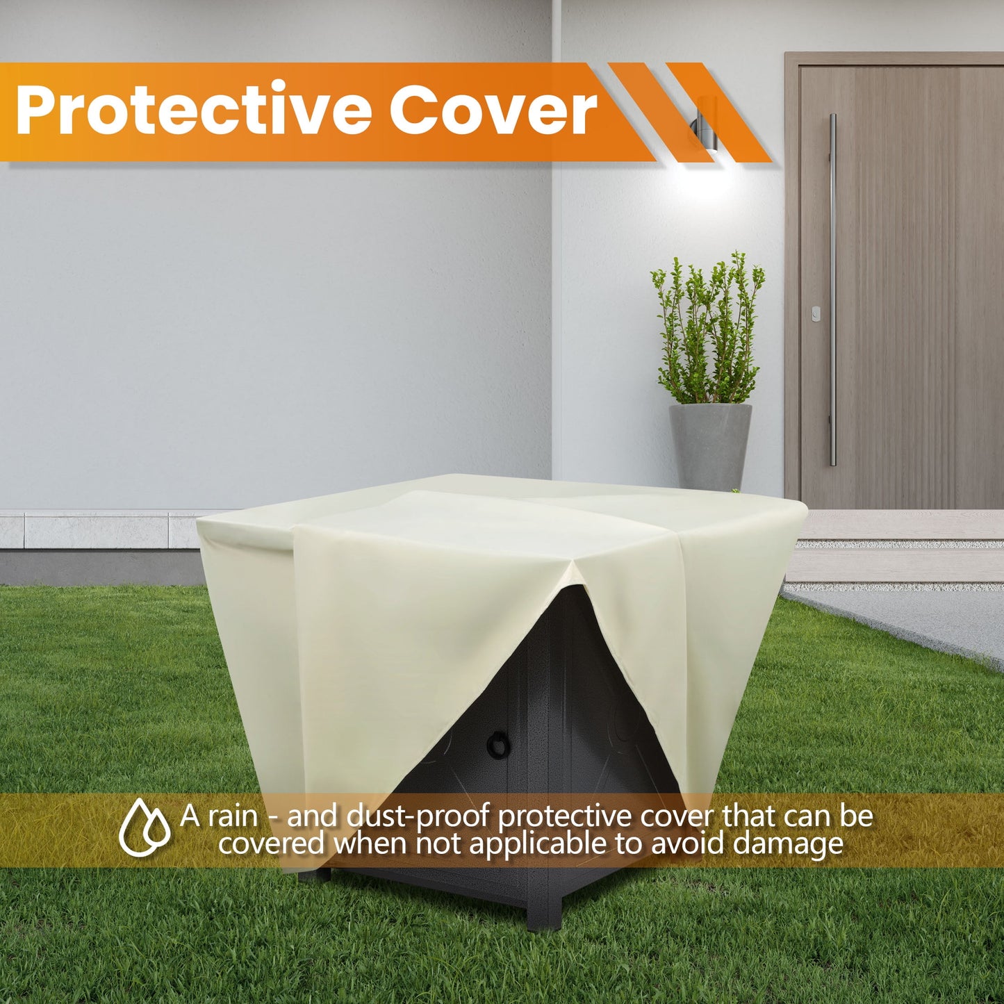 LHRIVER 28" Outdoor Propane Fire Pit Table, 40000 BTU  Steel Gas Fire Pit with Removable Lid, Lava Rocks & Rain Cover