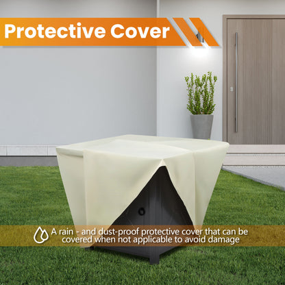 LHRIVER 28" Outdoor Propane Fire Pit Table, 40000 BTU  Steel Gas Fire Pit with Removable Lid, Lava Rocks & Rain Cover