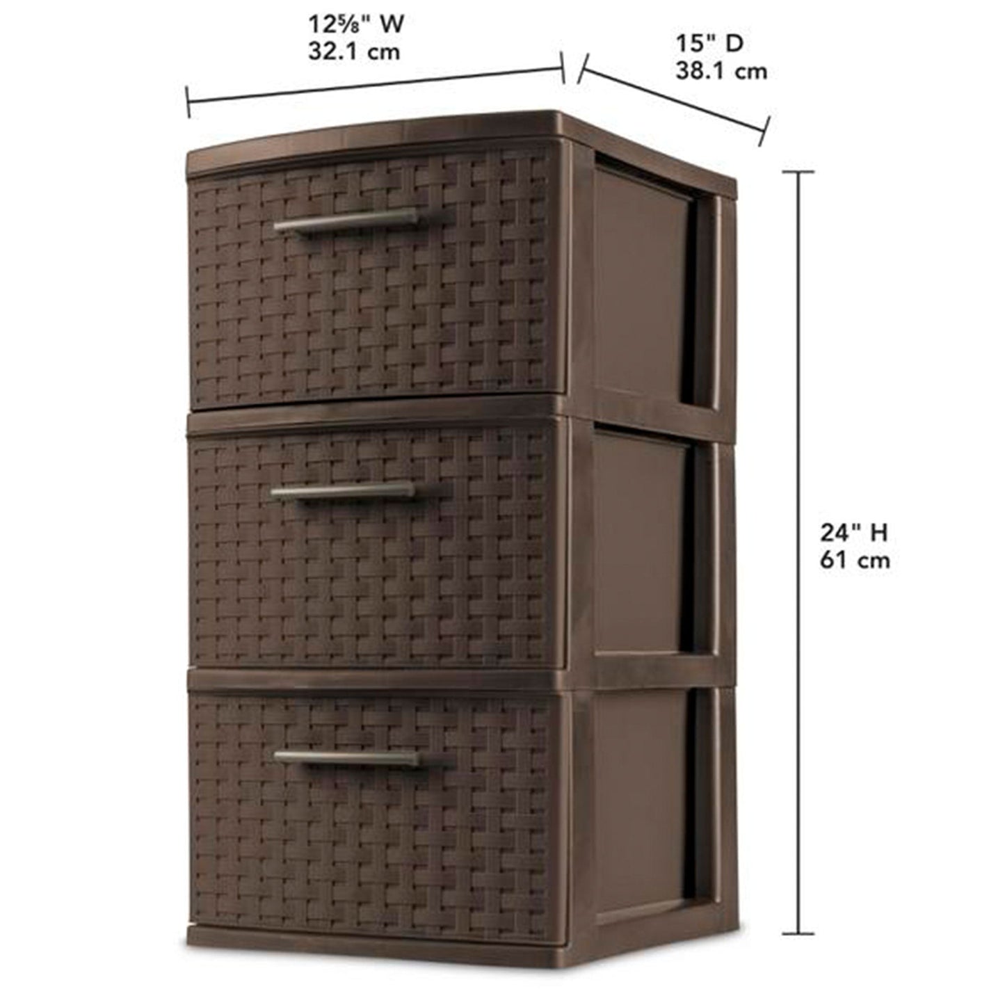 Sterilite 3 Drawer Decorative Plastic Weave Storage Tower, 6-Pack, Espresso