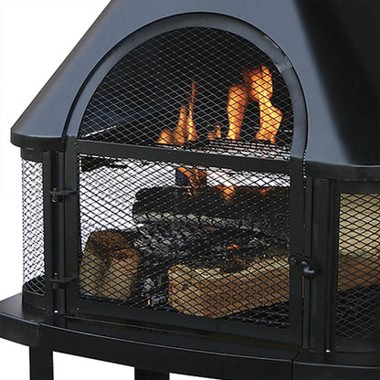 Endless Summer Wood Burning Fireplace Outdoor Chimney Fire Bowl, Black