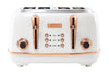 Haden Heritage 4 Slice Wide Slot Stainless Steel Toaster, Ivory & Copper