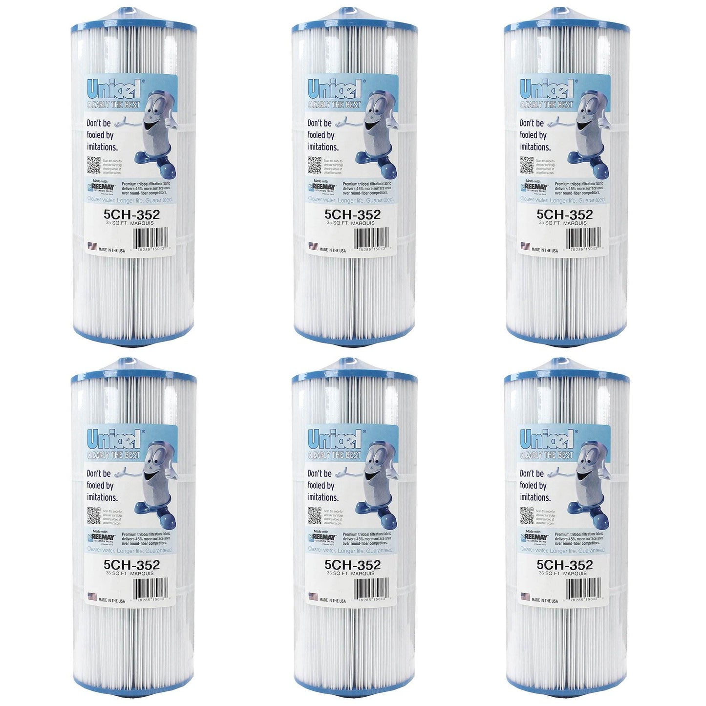 Unicel 5CH-352 Replacement 35 SqFt Filter Cartridge for Spa, 151 Pleats (6 Pack)