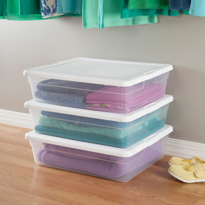 Sterilite 28 Qt Clear Closet/Under Bed Organizer Storage Box Container (30 Pack)