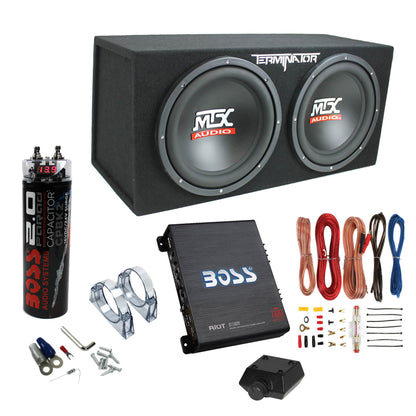 MTX TNE212D 12" 1200W Dual Loaded Car Subwoofer & 1100W Amp with Kit & Capacitor - Find Fresh Goods