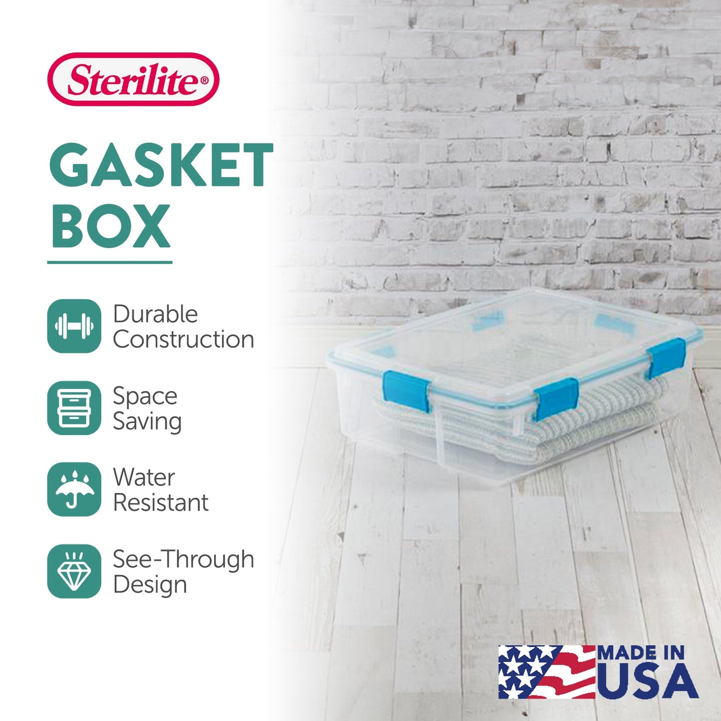 Sterilite 37 Quart Clear Plastic Home Storage Tote Bin with Secure Lids, 12 Pack