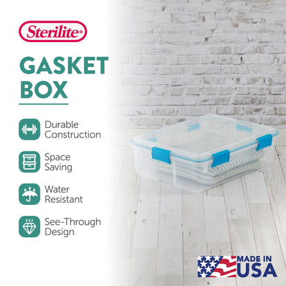 Sterilite 37 Quart Clear Plastic Home Storage Tote Bin with Secure Lids, 12 Pack