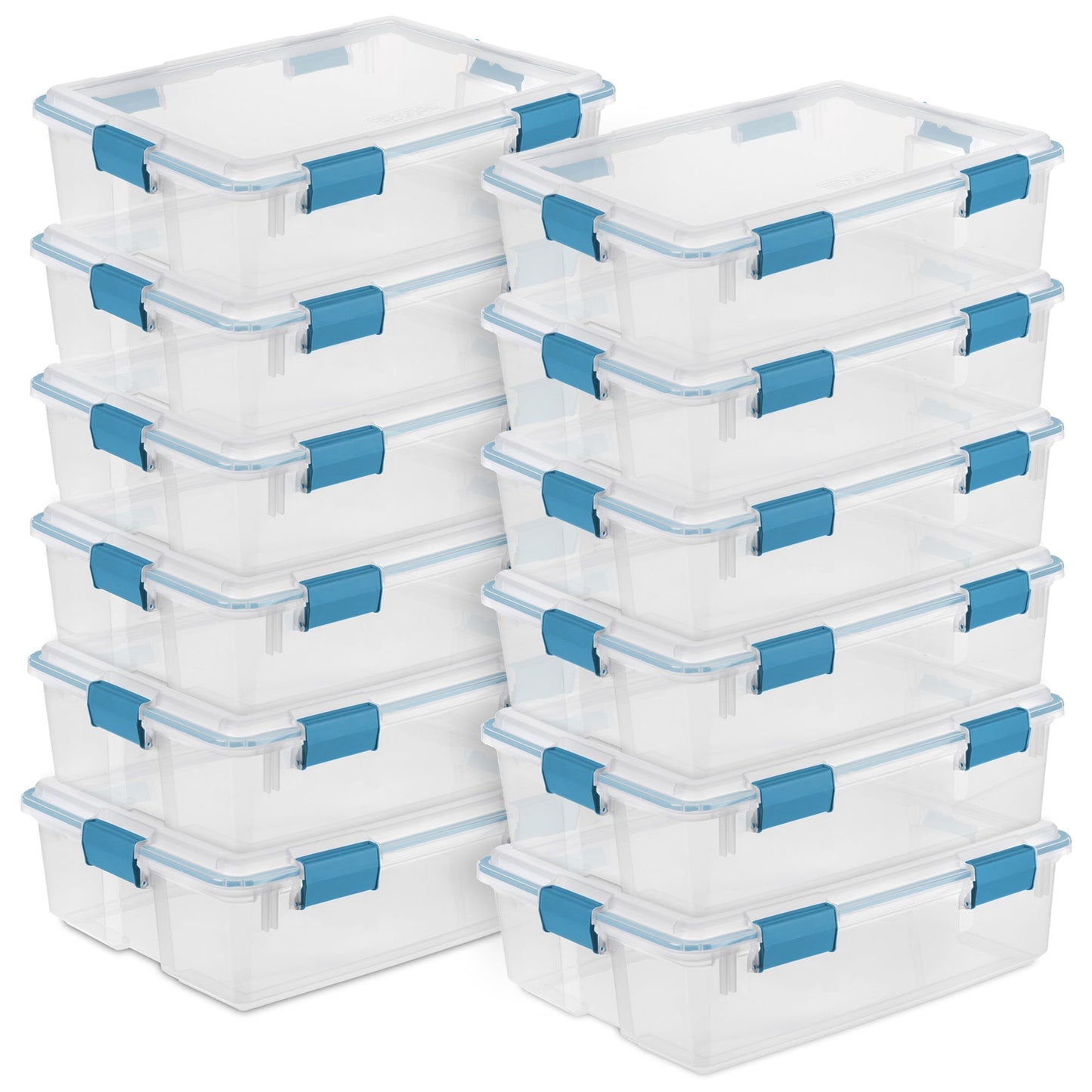 Sterilite 37 Quart Clear Plastic Home Storage Tote Bin with Secure Lids, 12 Pack