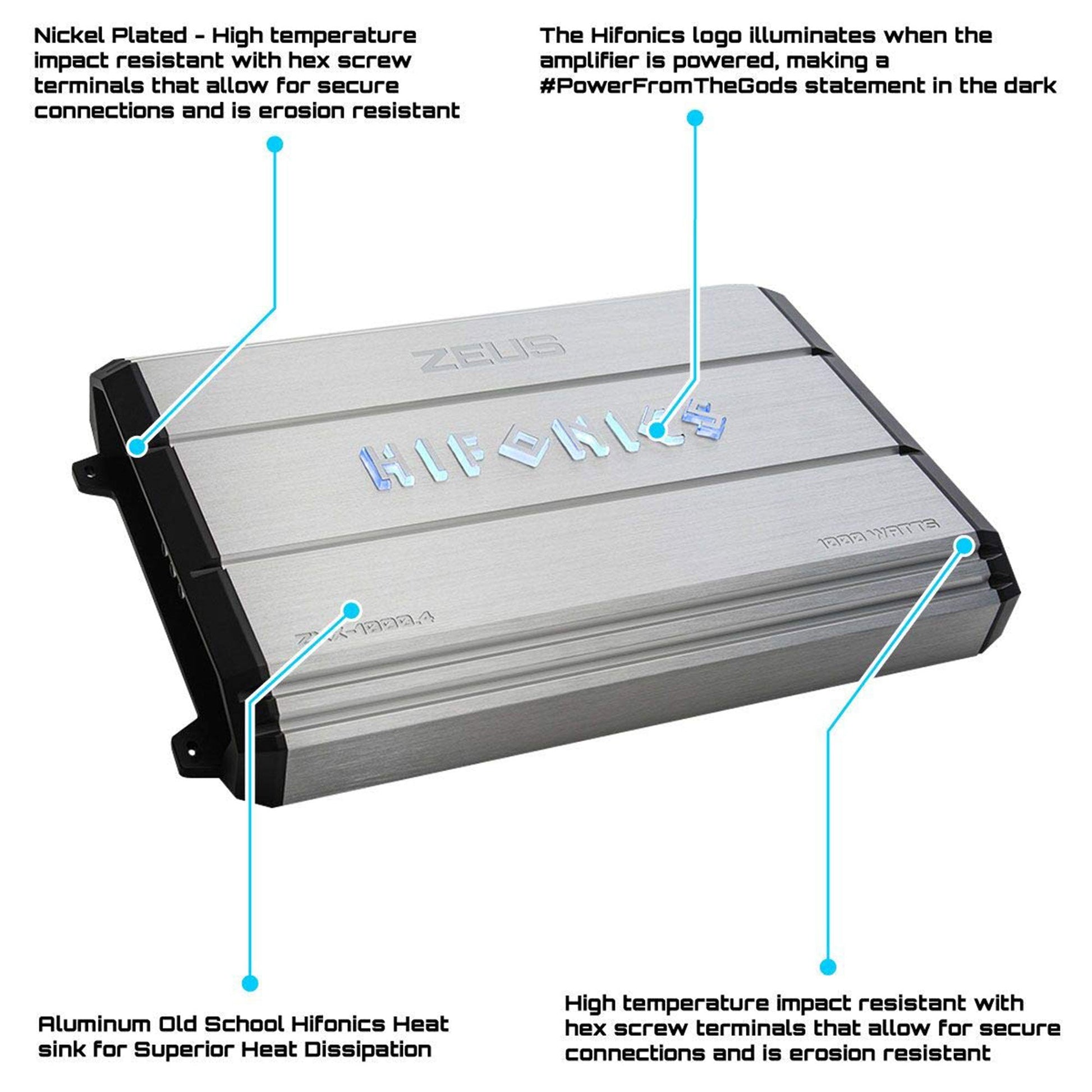 Hifonics ZXX-1000.4 1000 Watt 4 Channel Class A/B Bridgeable Car Amp Amplifier - Find Fresh Goods