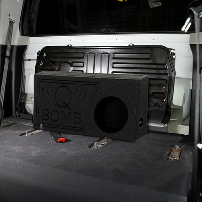 Q Power QBomb 10 Inch Single Vented Subwoofer Sub Box with Black Bedliner Spray - Find Fresh Goods