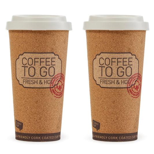 Life Story Corky Cup Reusable 16 oz Insulated Travel Mug Coffee Thermos (2 Pack)